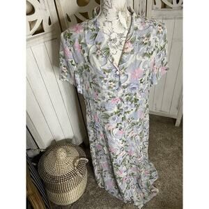 Vintage Spenser Jeremy 100% Silk Floral Dress Women's 16 Cottage Core Pastel